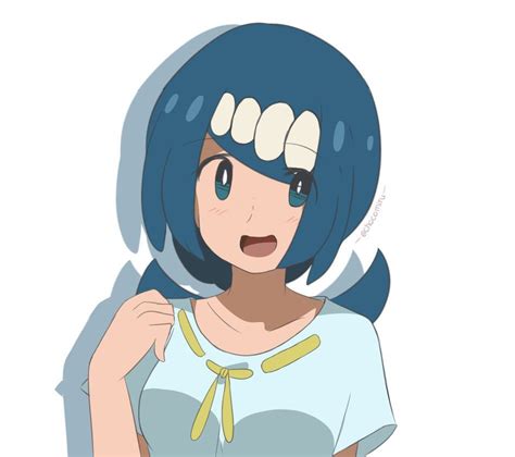 An Anime Character With Blue Hair And Bangs