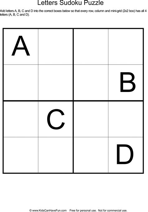 Very Easy Sudoku 4x4 Printable Sudoku Printable