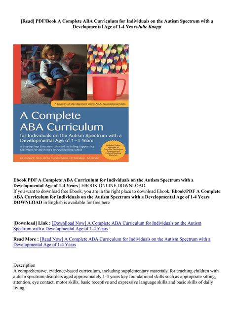 Pdf A Complete Aba Curriculum For Individuals On The Autism Spectrum