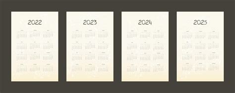 Premium Vector 2022 2023 2024 2025 Calendar Vertical Template In Cute