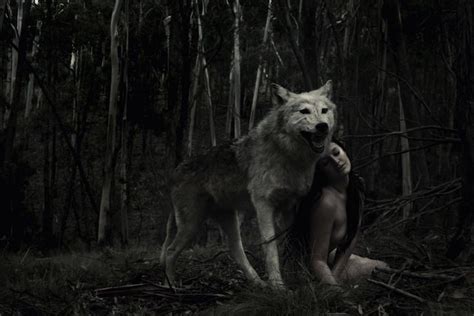 Girls Wildlife Fantasy Staged In A Mystical Forest Wolves And Women