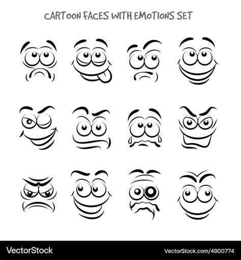 premium vector cartoon faces caricature comic emotions with