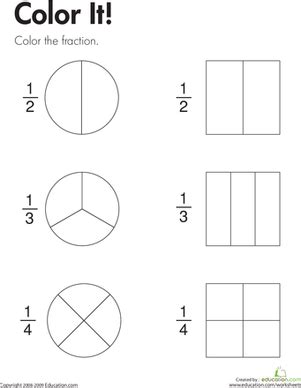 It clears math concepts and logic behind it. Fraction Practice: Color It! | Worksheet | Education.com ...