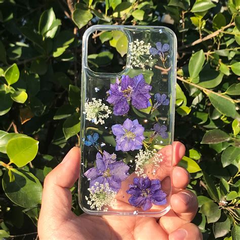 pressed flower phone case dried daisy clear case iphone 11 etsy