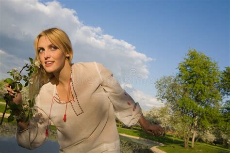 Young Woman At Spring Park Stock Photo Image Of Attractive 13718184
