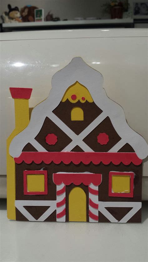 Gingerbread House Using Cricut Wrap It Up Cartridge Card Craft Pop Up Cards Diy Crafts