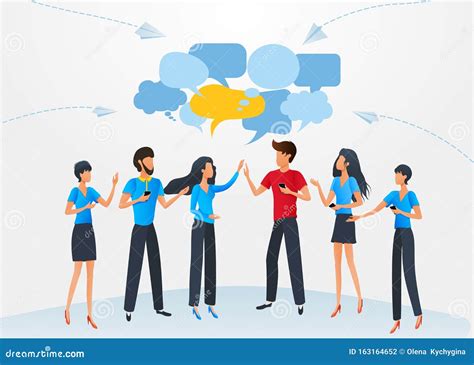 Group Of Business People Chat Communication Dialogue Speech Bubbles