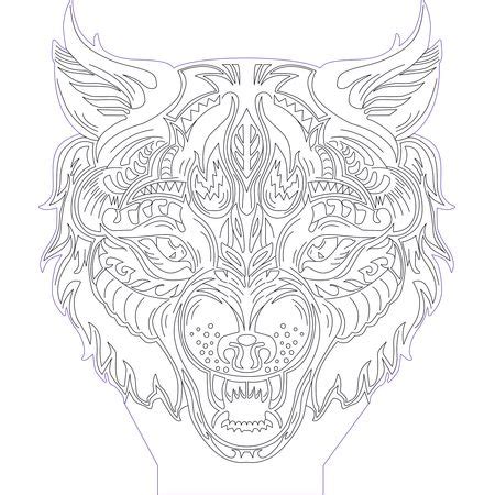 Download Wolf head 3d illusion vector file for CNC - 3bee-studio