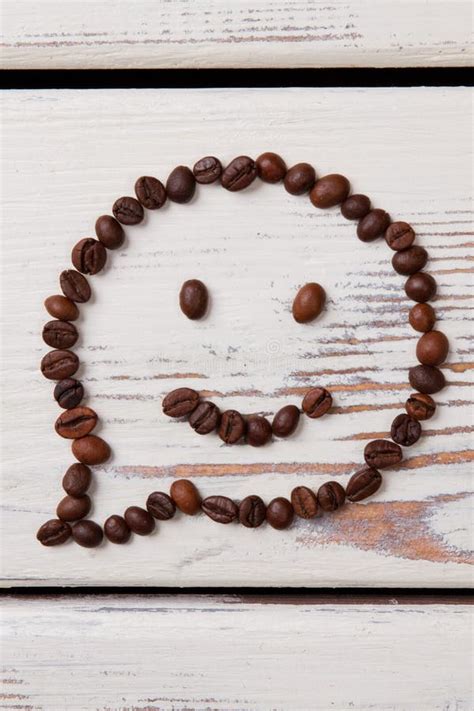 Smile Face Emoticon Bubble Talk Made Of Coffee Beans Stock Photo
