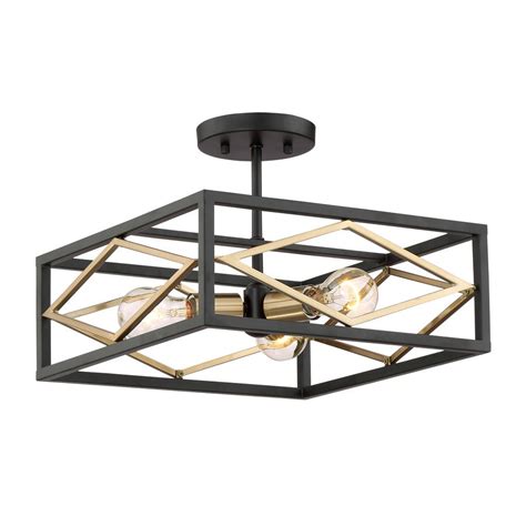 One or two over the kitchen island illuminates your snack station. Quoizel Platform 14-in W Black with Gold Glass Semi-Flush ...
