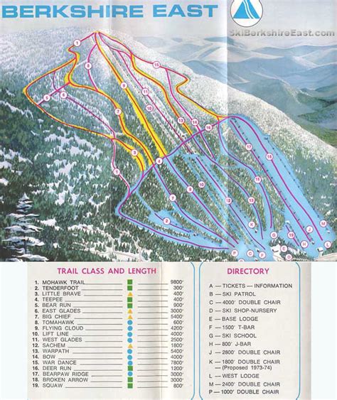 1972 73 Berkshire East Trail Map New England Ski Map Database
