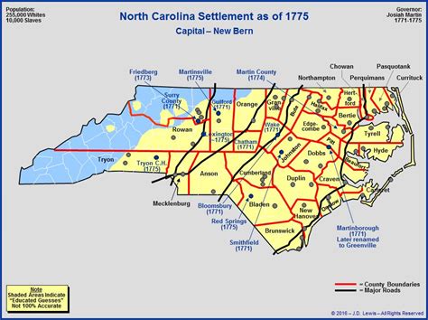 The Royal Colony Of North Carolina The Towns And Settlements In 1775