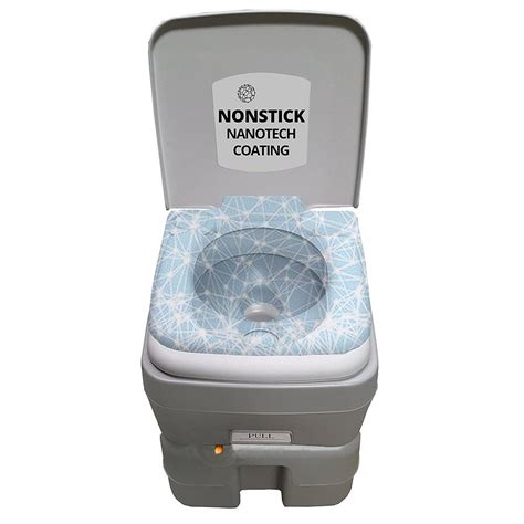 The simplest one is called the bucket type. Earthtec 5 Gal. Non-Stick Portable Toilet with Cleaning ...