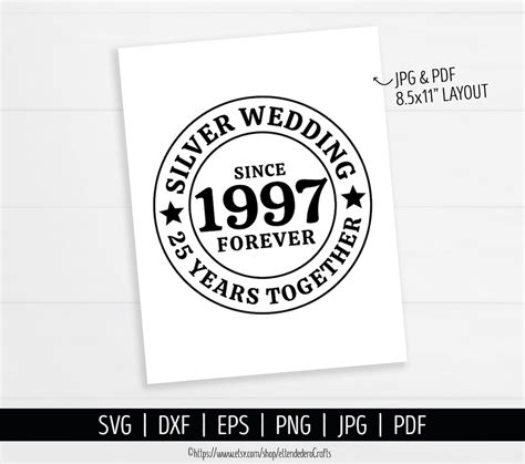 25th Anniversary Svg Silver Wedding Shirt Vector Cutting Etsy