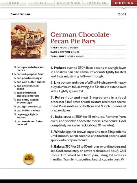 Pour onto the crust and spread it evenly. German Chocolate Pecan Pie Bars from Southern Living ...