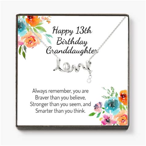 To My Granddaughter Happy 13th Birthday Scripted Love Etsy