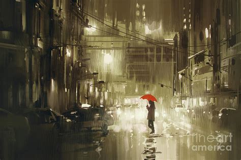 Rainy Night Painting By Tithi Luadthong Fine Art America