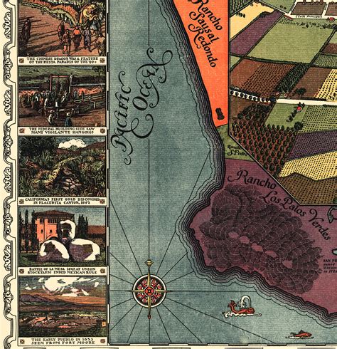 Los Angeles California As It Appeared In 1871 Birds Eye View Map