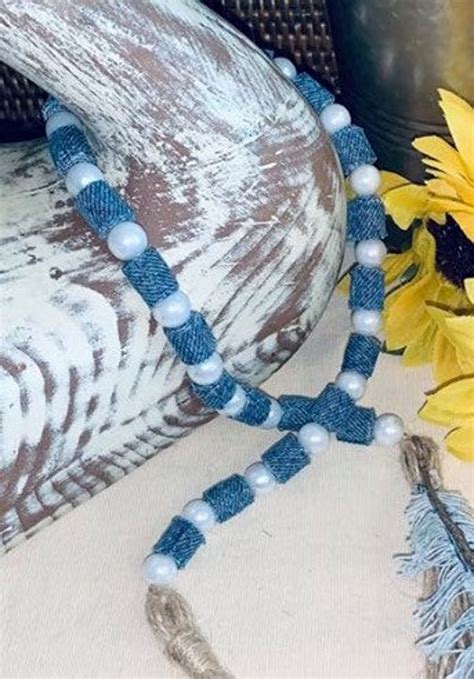 Unique Handmade Denim Beads With Frayed Denim Feather And Jute Etsy Uk