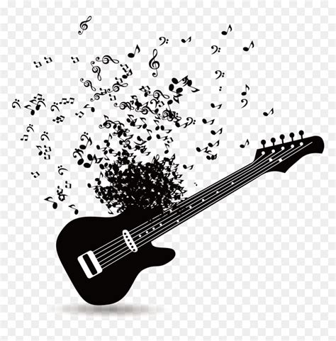 Guitar With Music Notes Hd Png Download Vhv