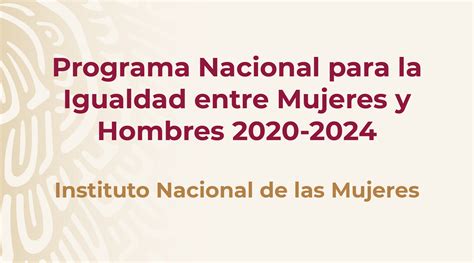 Programa Nacional Para La Igualdad Entre Mujeres Y Hombres Proigualdad 2020 2024 Instituto