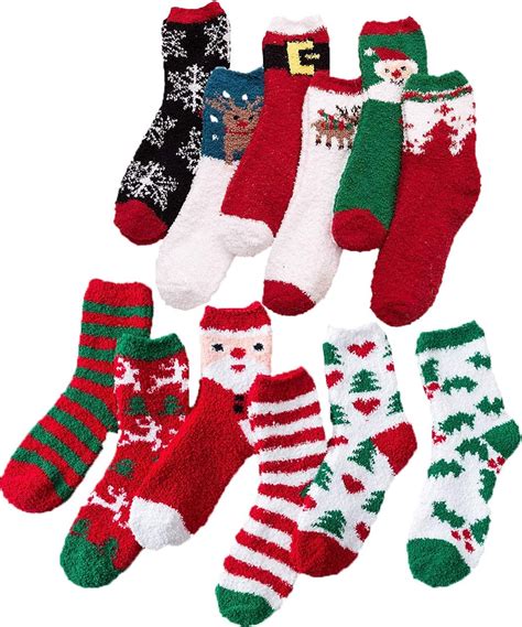 Christmas Holiday Fuzzy Socks For Women Girls Ts Cute Fun Cozy Fluffy Winter Warm Slipper