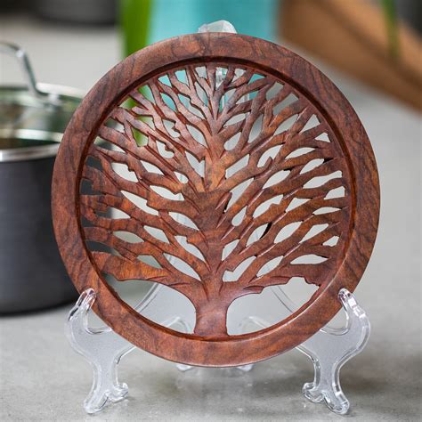 Tree Of Life Shesham Wood Trivet Fairtrade Caravans