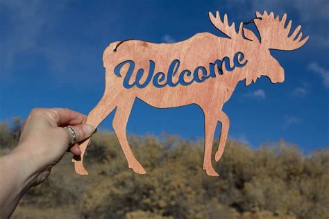 Moose Welcome Sign, Wood | Stockabl