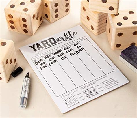 Juvale 5 Pack Laminated Yard Dice Score Card Sheets For Yardzee