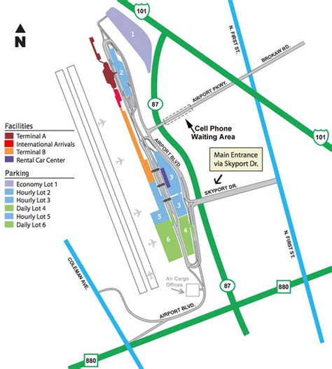 San Jose Airport Map | Airport Parking Map - san-jose-airport-parking-map.jpg | Airport map ...