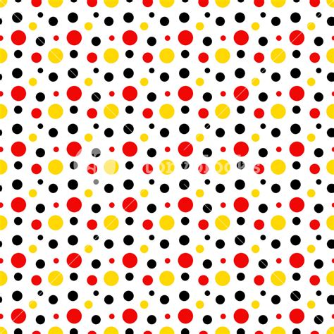 Mickey Mouse Pattern Of Red Black And Yellow Polka Dots On A White My
