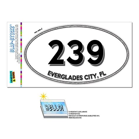 Area Code Oval Window Laminated Sticker 239 Florida Fl Alva