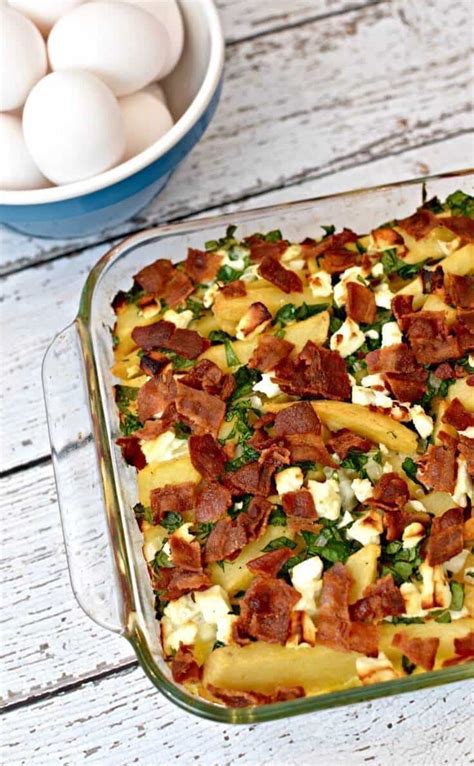 Egg Casserole Recipe With Bacon Spinach And Feta