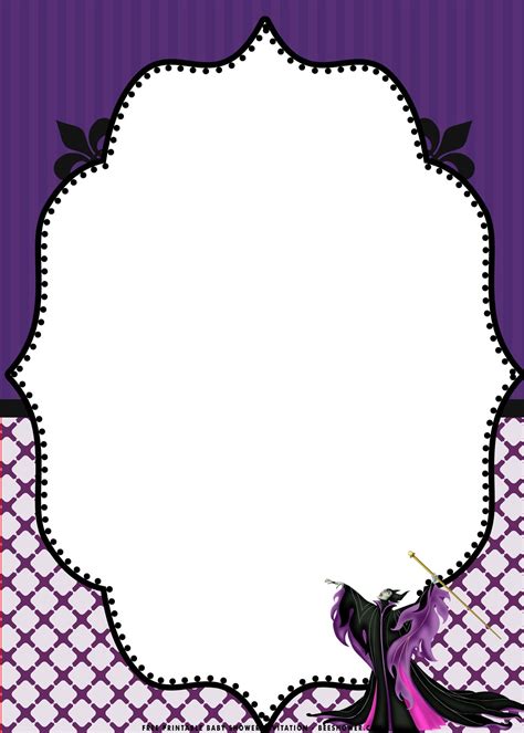 Party invitations, candy bar labels, cupcake wrappers and toppers, treat boxes, party hats, party cones, party napkin rings, party banners, food flags, cake toppers, centerpieces, house boxes, paper purses, paper toys, calendars, cupcake stands, carriage boxes. (FREE Printable) - Disney Maleficent Baby Shower ...
