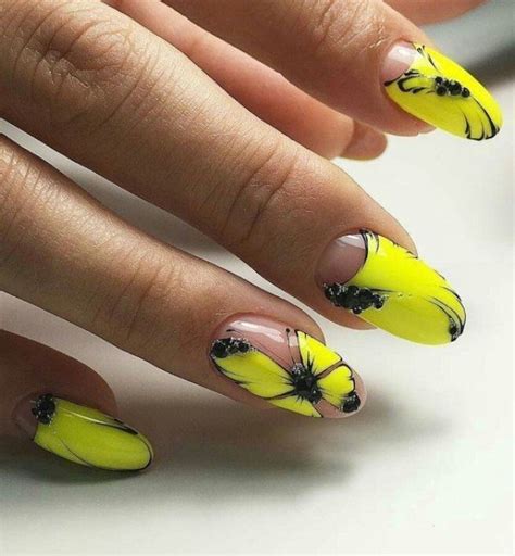 Blue and yellow butterfly nails. Best and Newest Yellow Nail Designs for 2021 | NAILSPIRATION