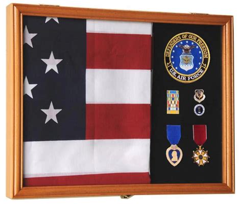 3x5 4x6 Flag And Military Medals Display Case Cabinet