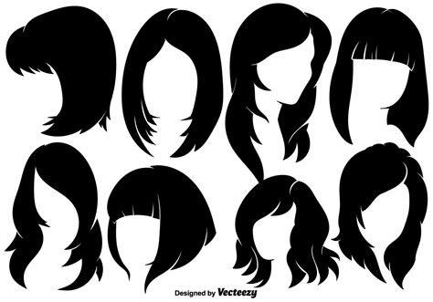 Beautiful Woman With Hairstyles Silhouettes Vector Elements Choose