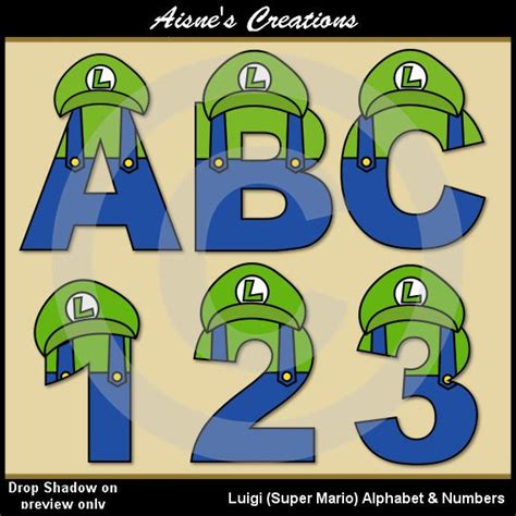 Luigi Super Mario Brothers Alphabet Letters And Numbers Clip Etsy In