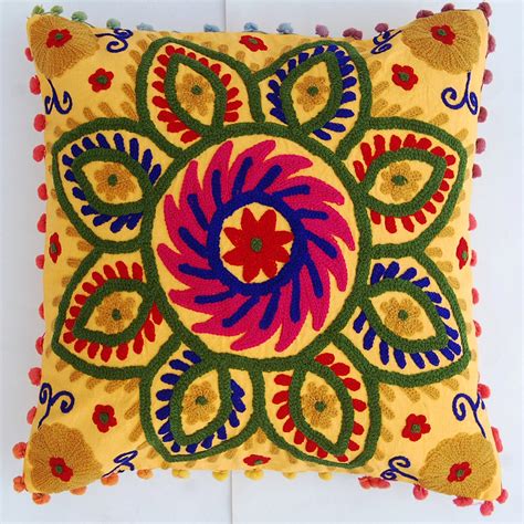 suzani cushion cover embroidered pillow covers turkish style etsy