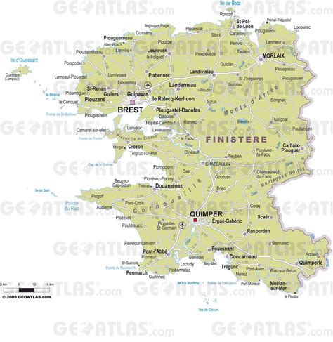 Carte Du Finistère Finistère Carte Des Villes Relief Politique