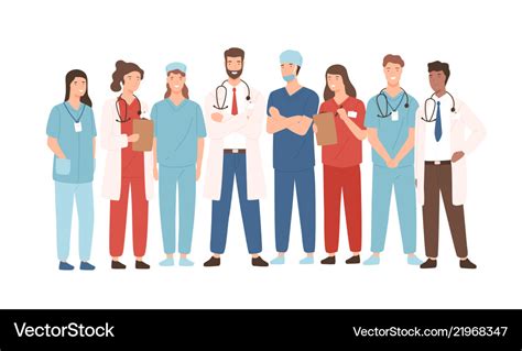 Group Of Hospital Medical Staff Standing Together Vector Image