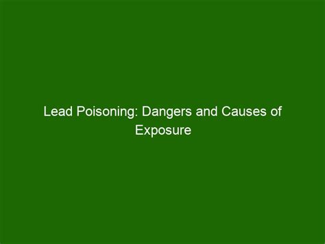 Lead Poisoning Dangers And Causes Of Exposure Health And Beauty