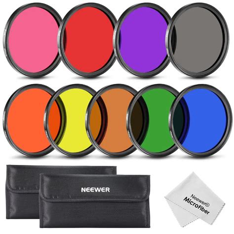 Neewer 9pcs 58mm67mm Complete Full Color Lens Filter Set For Camera