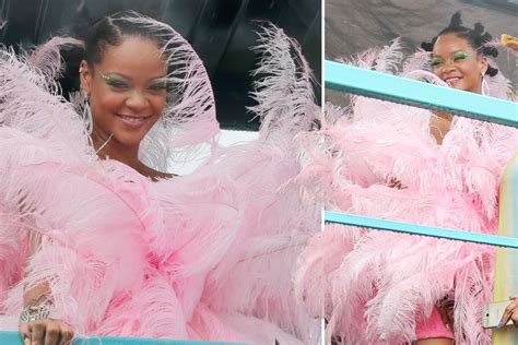 Rihanna In Barbados Pink Feathers At The Carnival Hip Hop News