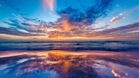 Ocean Sky Sunset Beach Wallpaperhd Nature Wallpapers4k Wallpapers