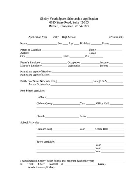 Youth Sports Scholarship Application Template Doc Template Pdffiller