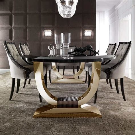 The chair legs, though brass, have the same honeyed tones as the wood of the table, which helps them cohere. Exclusive Dining Room Furniture Modern Apartment Luxury ...