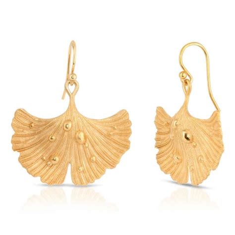 Ary Dpo • 14k Gold Plated Earrings Ginkgo Leaf After Rain