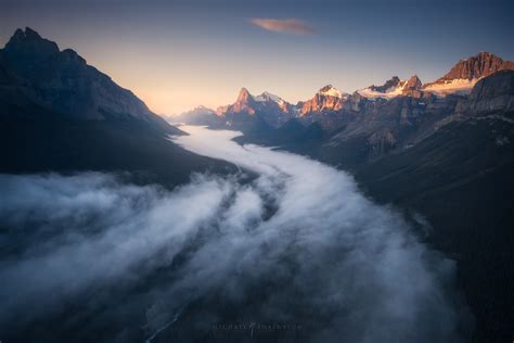 Canada Aerial Photography Mountains At Sunrise Banff National Park