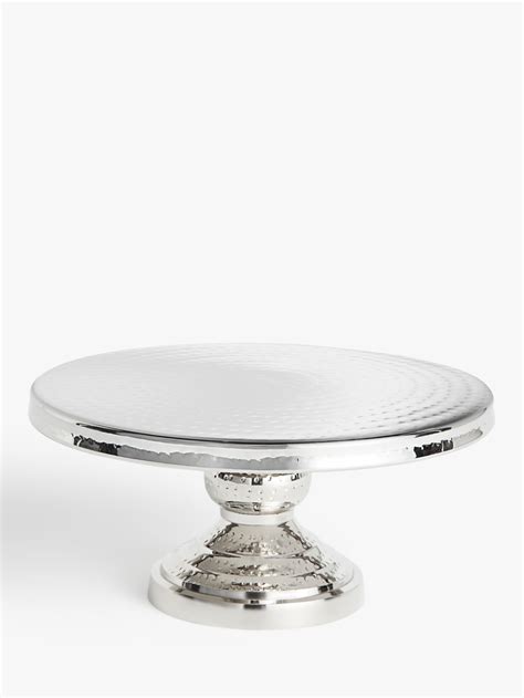 John Lewis And Partners Hammered Stainless Steel Cake Stand Silver